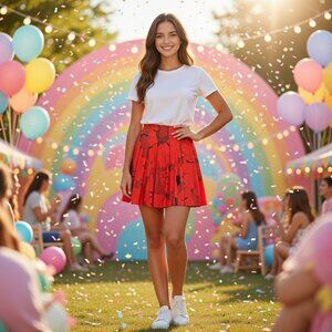 French Connection Women's Mod Red Floral Mini Skirt, Size 8